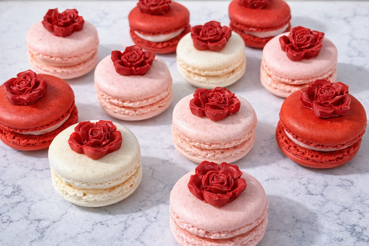 🌹 Crimson Rose Garden Macarons | Hand-Crafted Rose Charm Set