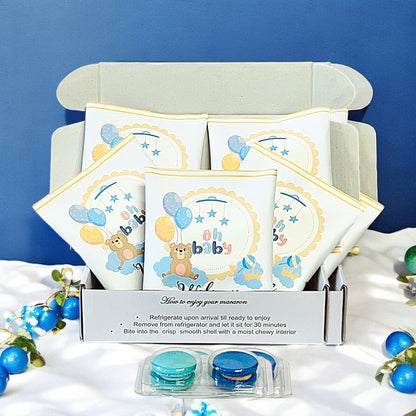 Custom Baby Shower Macaron Pouch – Personalized Macaron Favors with Editable Design, Flavor, and Color Options - Macaron CentraleWedding Favor6 Pouches (12 Macarons)