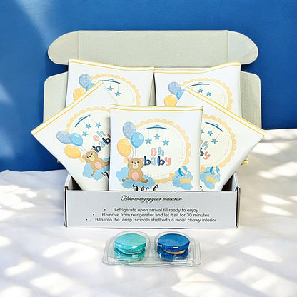 Custom Baby Shower Macaron Pouch – Personalized Macaron Favors with Editable Design, Flavor, and Color Options - Macaron CentraleWedding Favor6 Pouches (12 Macarons)
