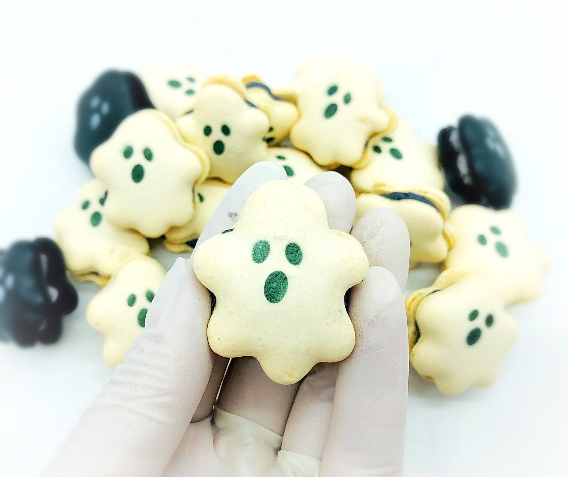 Dark Chocolate Buttercream Ghost Macarons | Available in 6, 12 or 24 Pack - Macaron CentraleWhite6 Pack