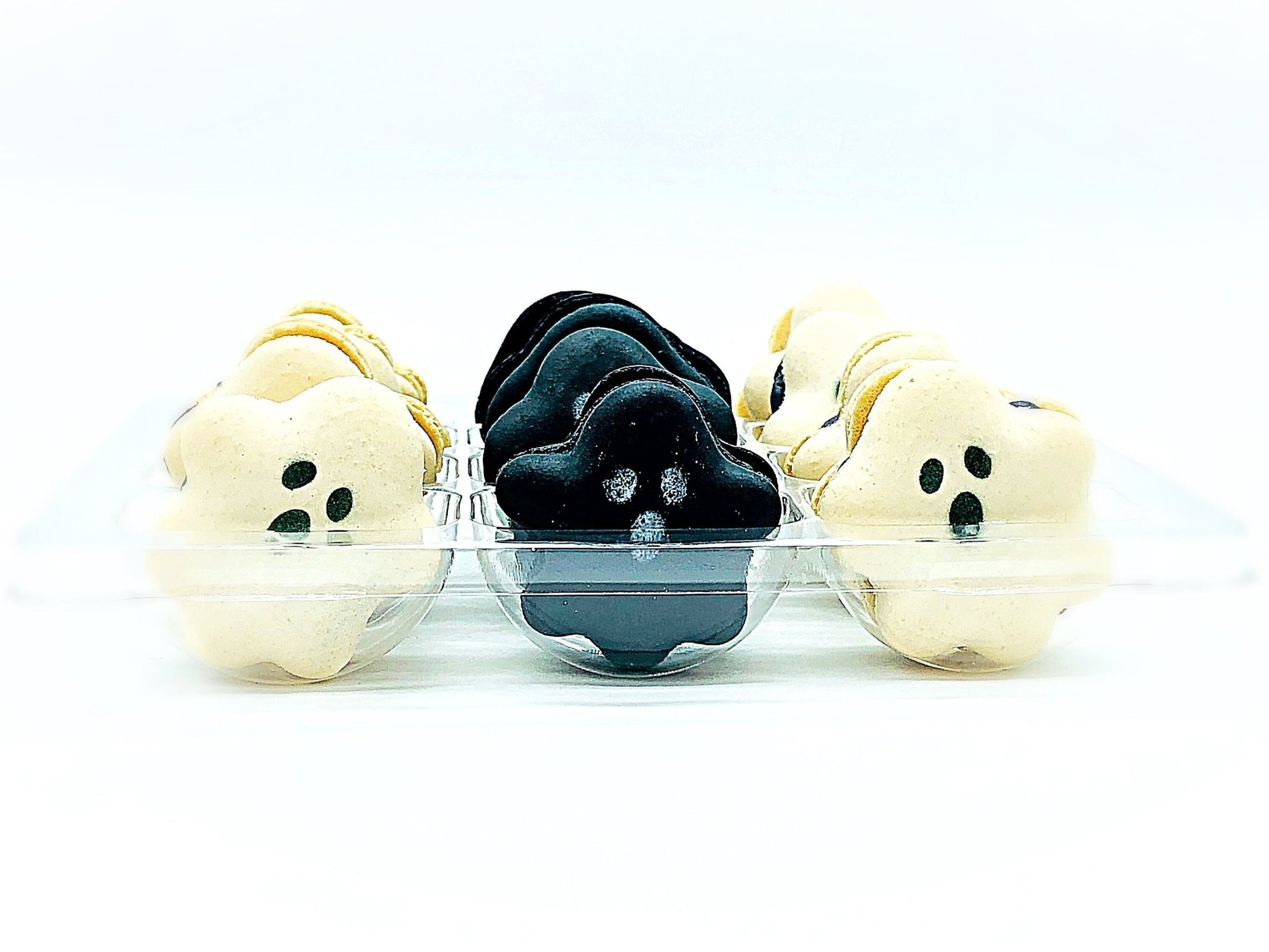 Dark Chocolate Buttercream Ghost Macarons | Available in 6, 12 or 24 Pack - Macaron CentraleWhite6 Pack