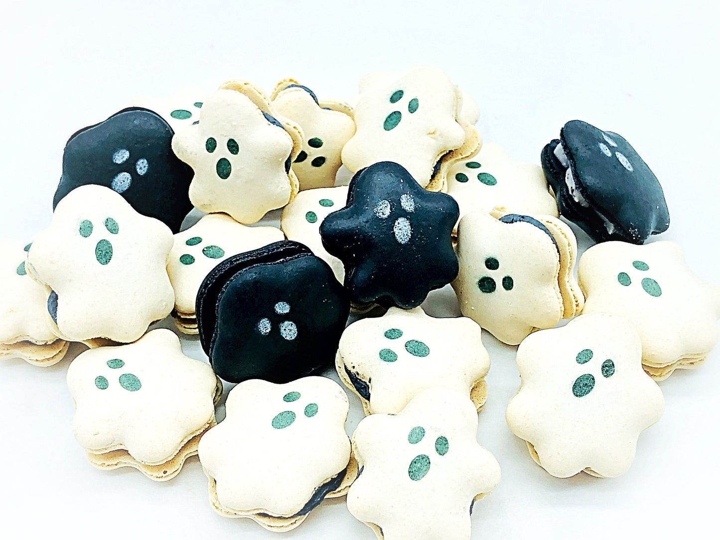 Dark Chocolate Buttercream Ghost Macarons | Available in 6, 12 or 24 Pack - Macaron CentraleWhite6 Pack