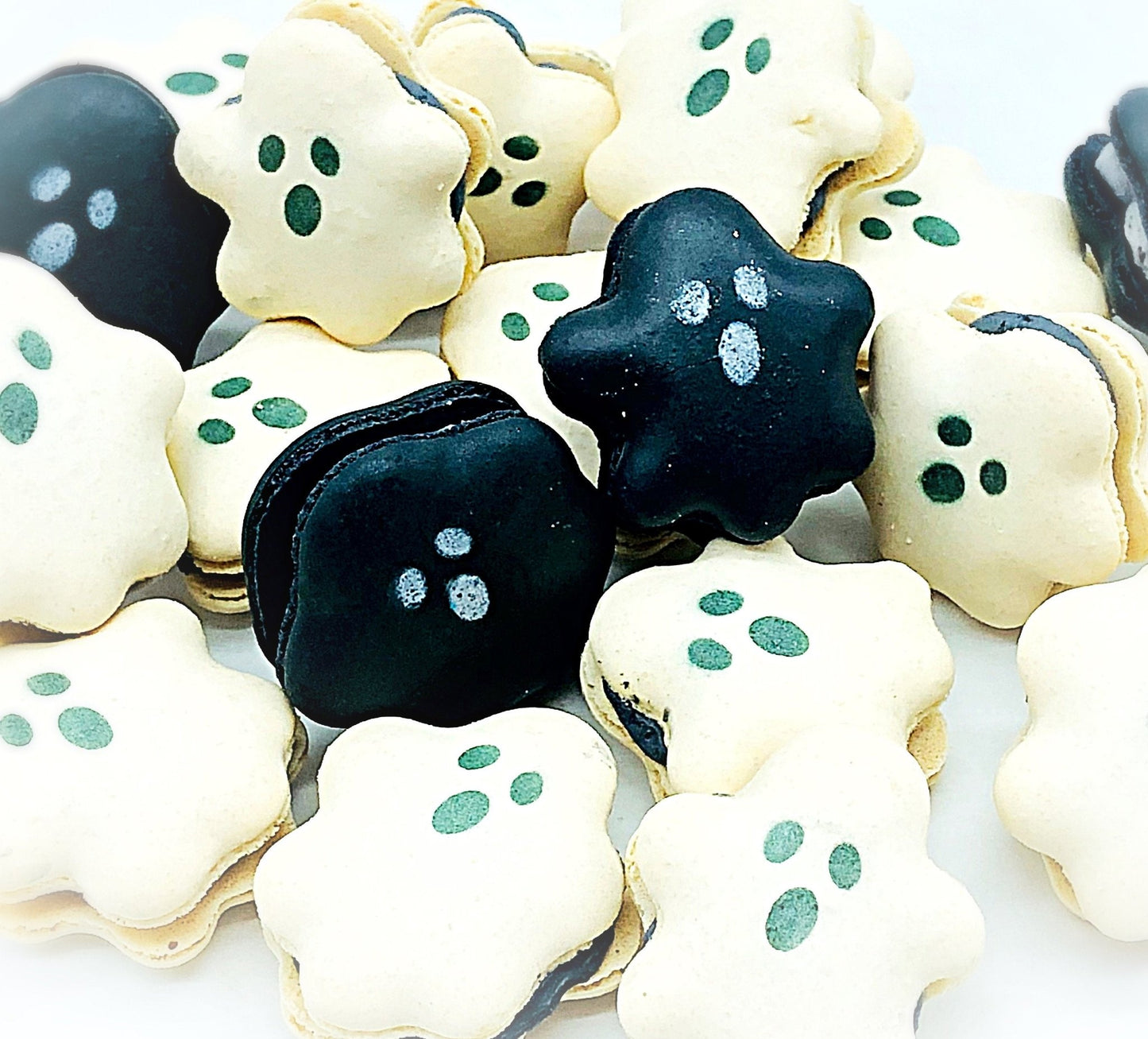 Dark Chocolate Buttercream Ghost Macarons | Available in 6, 12 or 24 Pack - Macaron CentraleWhite6 Pack
