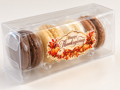 Thanksgiving Macaron Gift Box | 4 French Macarons | Fall Party Favors | Friendsgiving Gifts | Autumn Dessert Favors | Thanksgiving Treats