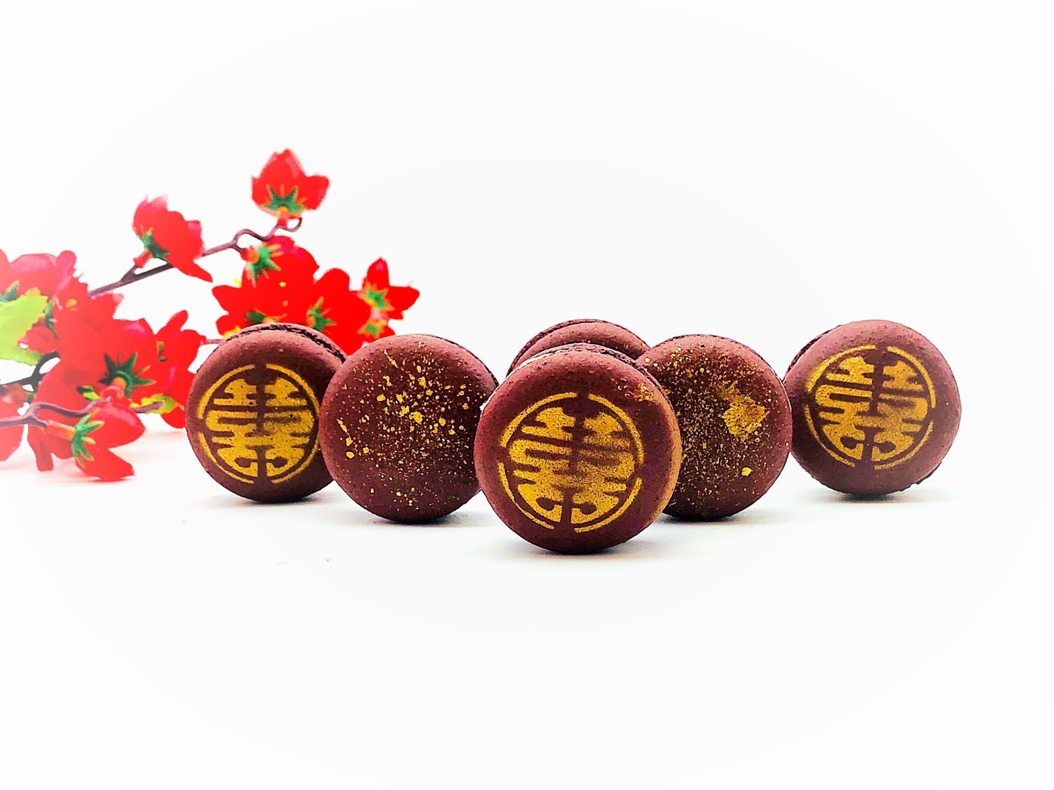 Double Happiness French Macaron Cookies | Available in 6, 12 & 24 Pack | Perfect addition to your wedding reception. - Macaron Centrale4 packDouble Happiness 1