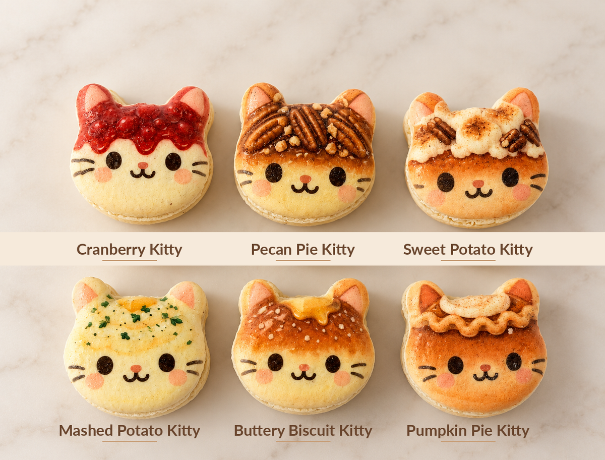 Purrfectly Thankful – Thanksgiving Kitty French Macarons