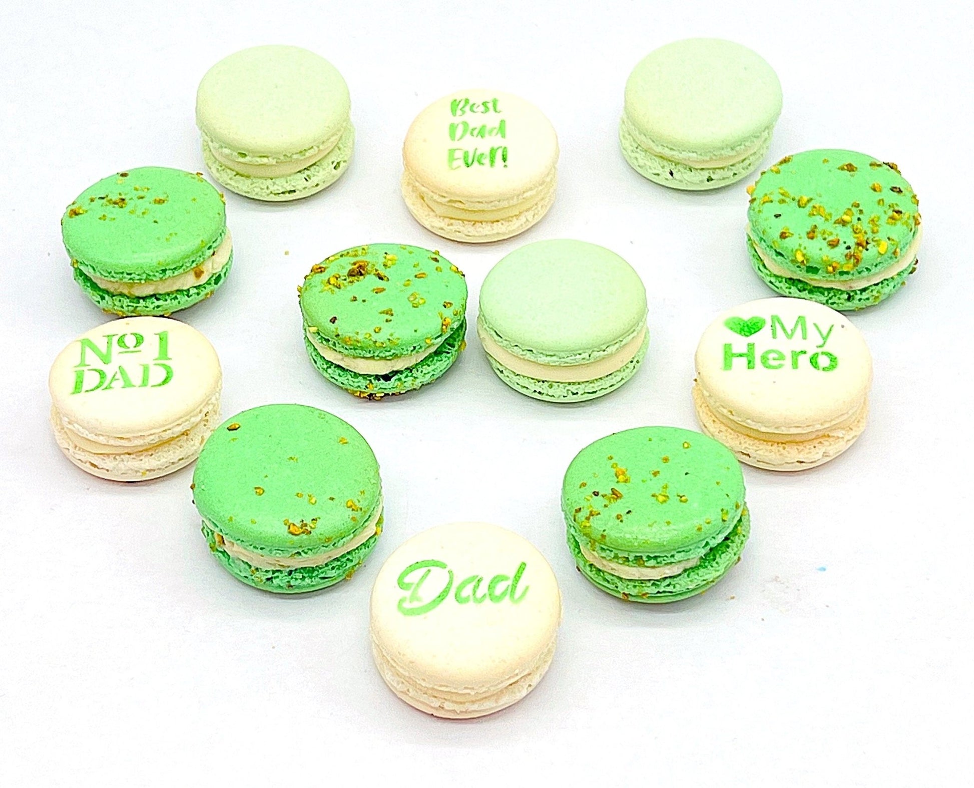 French Macaron Gift Set for Dad | 12 Pack Assortment Vanilla, Apple, Pistachio - Macaron Centrale