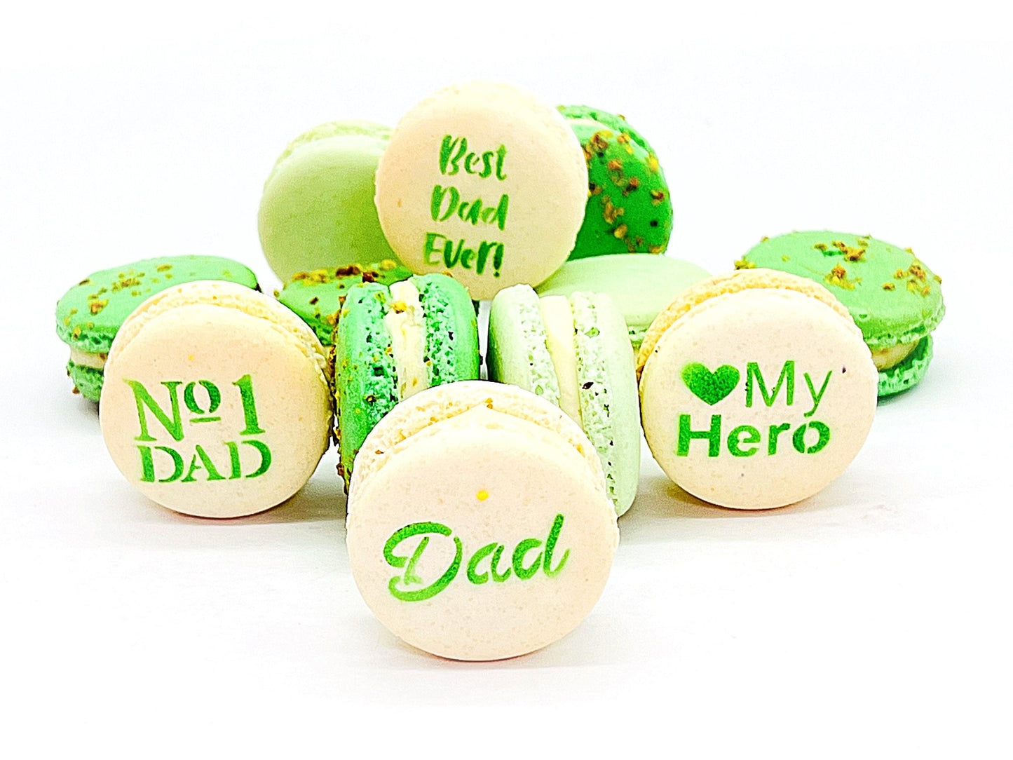 French Macaron Gift Set for Dad | 12 Pack Assortment Vanilla, Apple, Pistachio - Macaron Centrale