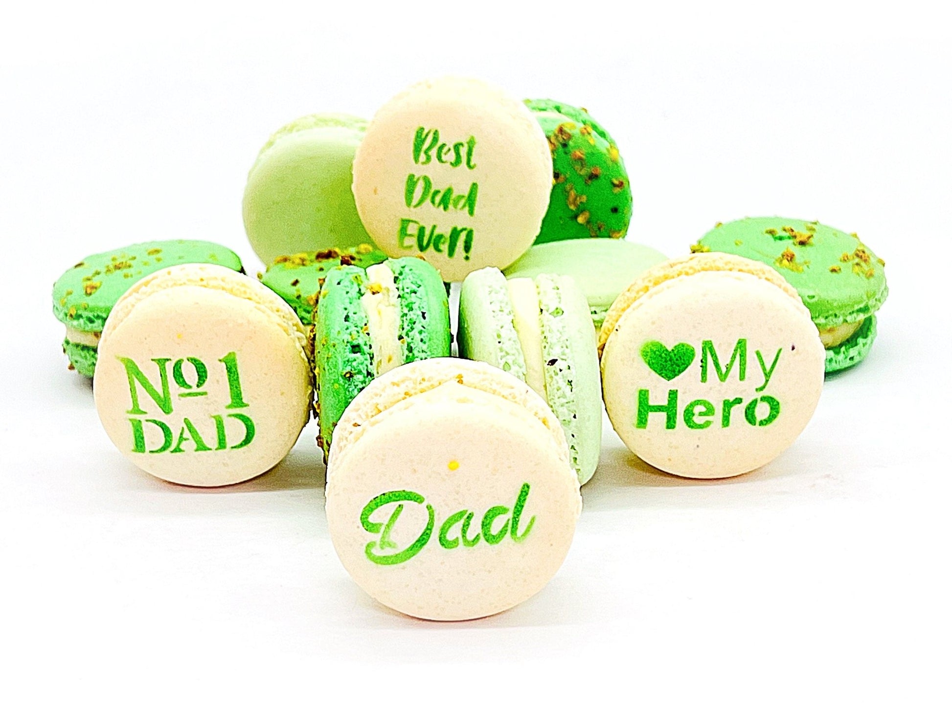 French Macaron Gift Set for Dad | 12 Pack Assortment Vanilla, Apple, Pistachio - Macaron Centrale