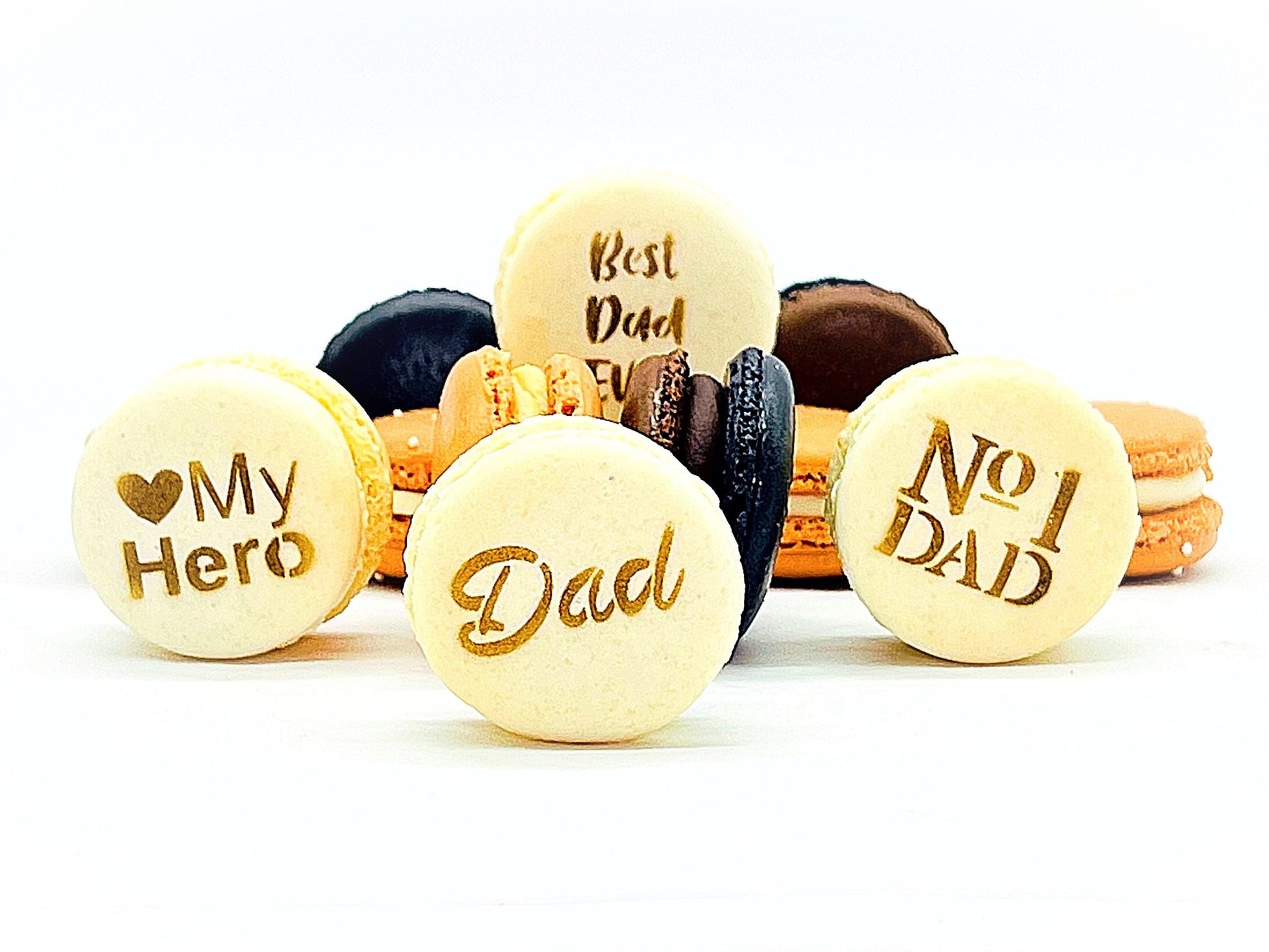 French Macaron Gift Set for Dad | 12 Pack Assortment Vanilla, S'More and Chocolate Caramel - Macaron Centrale