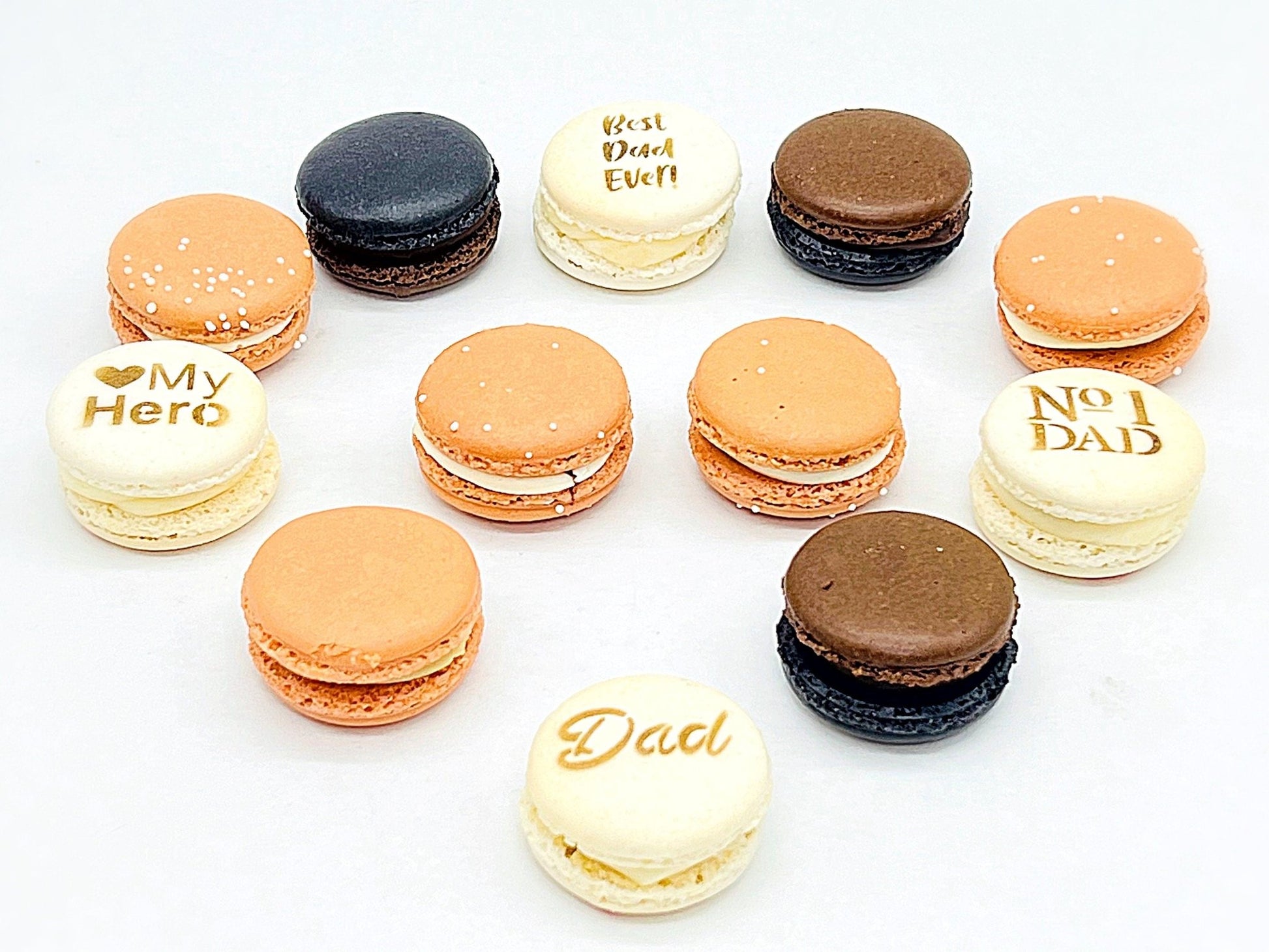 French Macaron Gift Set for Dad | 12 Pack Assortment Vanilla, S'More and Chocolate Caramel - Macaron Centrale