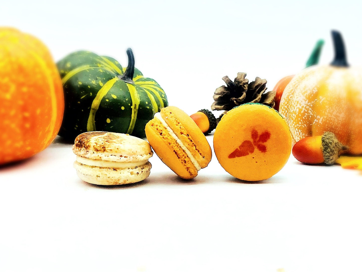 Give Thanks! 6 French Macaron Value Pack | Carrot, Pumpkin Buttercream and Caramel Pecan Cheesecake Macarons - Macaron Centrale