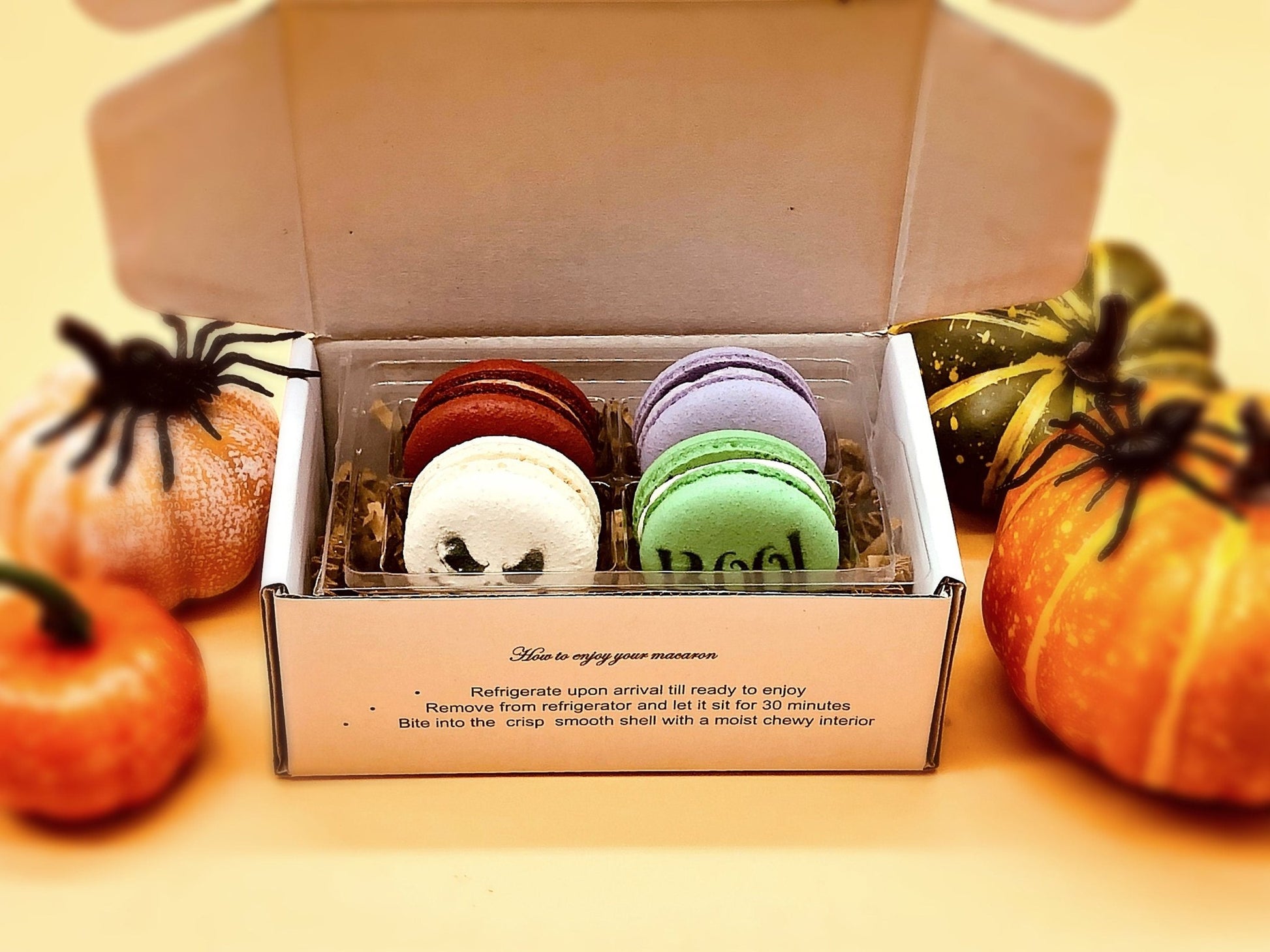 Halloween Vegan French Macaron Set | Ideal for celebratory events. - Macaron Centrale4 Pack