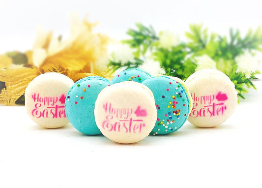 Happy Easter 6 Pack Macarons | Vanilla and Green Rainbow Macarons - Macaron Centrale