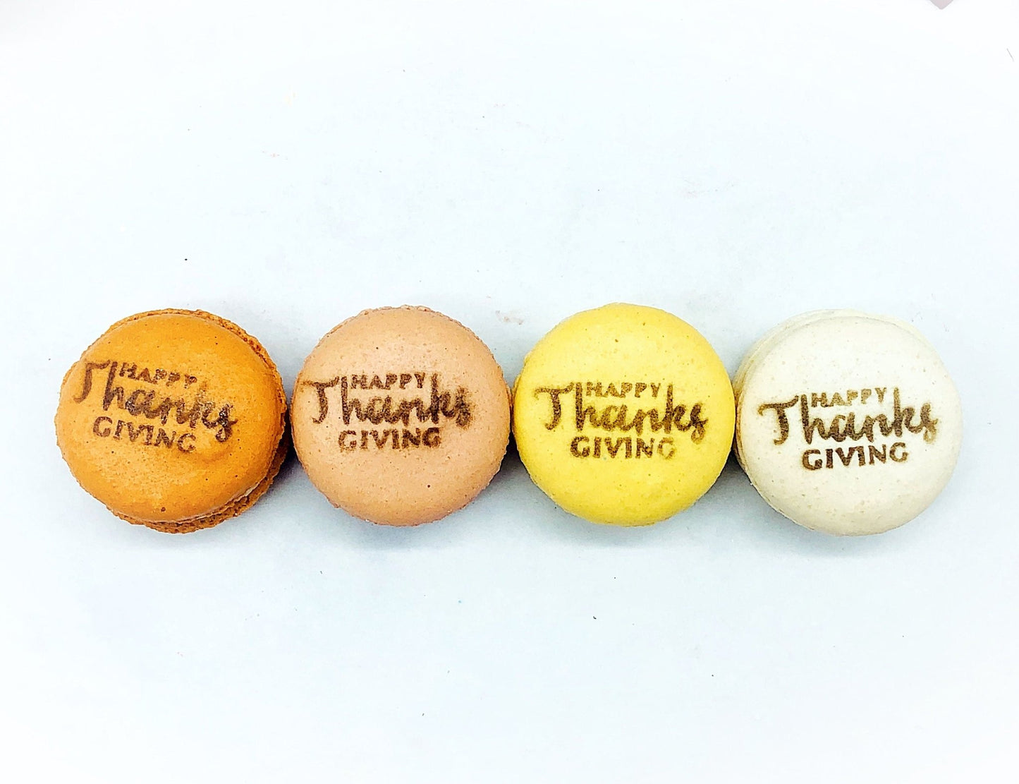 Happy Thanksgiving Airbrushed French Macarons - Macaron CentraleVanilla6 Pack