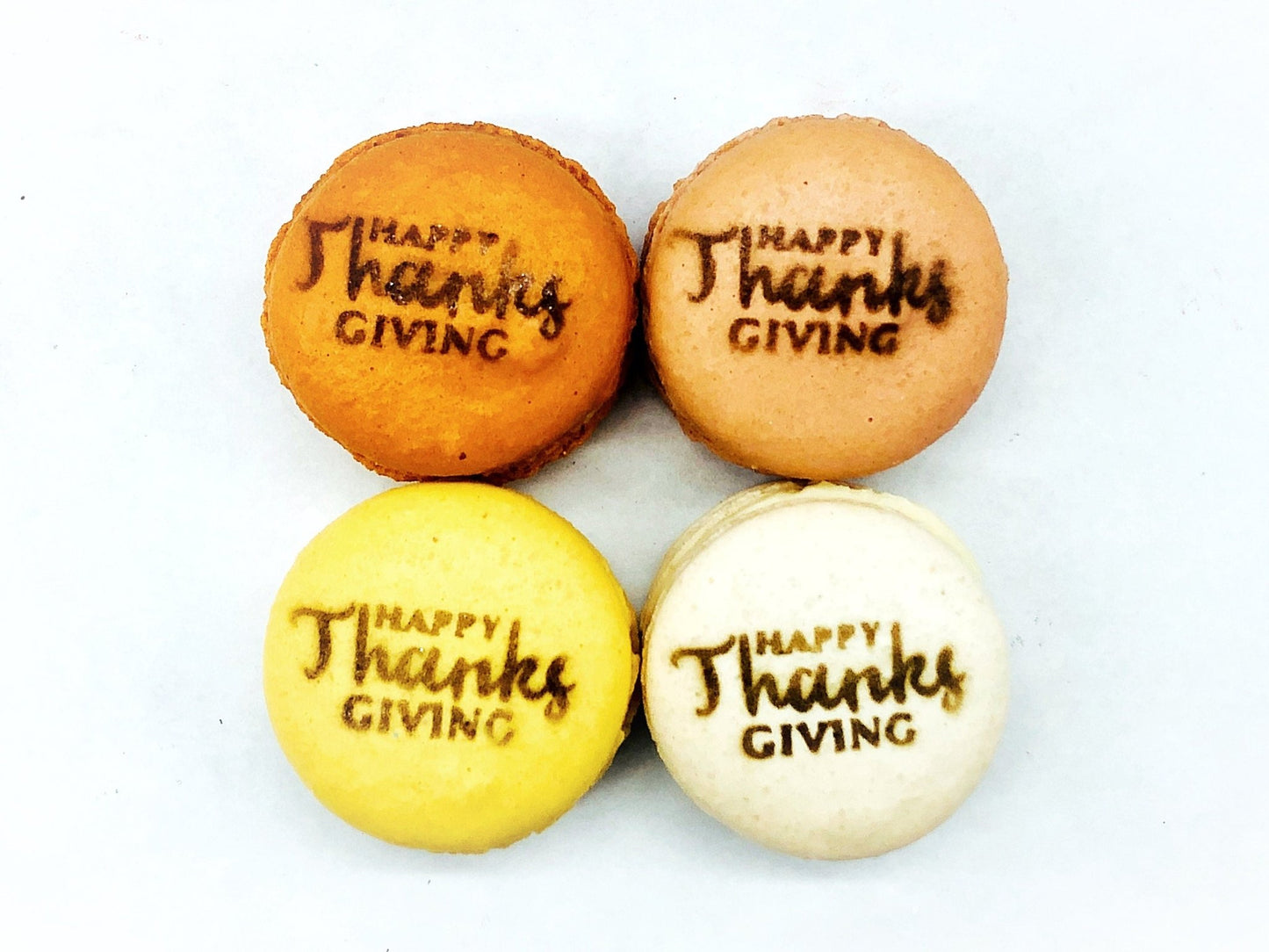 Happy Thanksgiving Airbrushed French Macarons - Macaron CentraleVanilla6 Pack