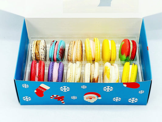 Holiday Gift Box Surprise Me! 12 Pack Vegan French Macarons Set | Dairy Free | 12 Different Flavors of Fun! - Macaron Centrale