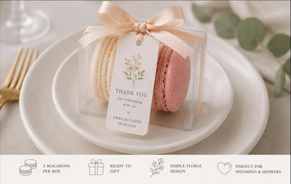 Blush Bloom 2 Pack Wedding Favor Macarons