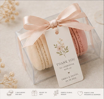 Blush Bloom 2 Pack Wedding Favor Macarons