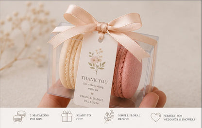 Blush Bloom 2 Pack Wedding Favor Macarons
