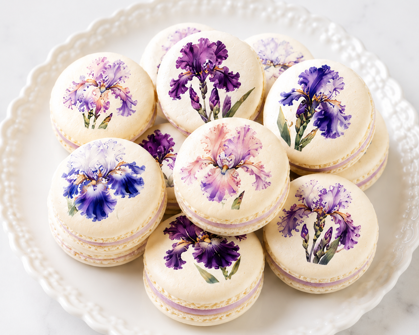 Iris Flower French Macarons