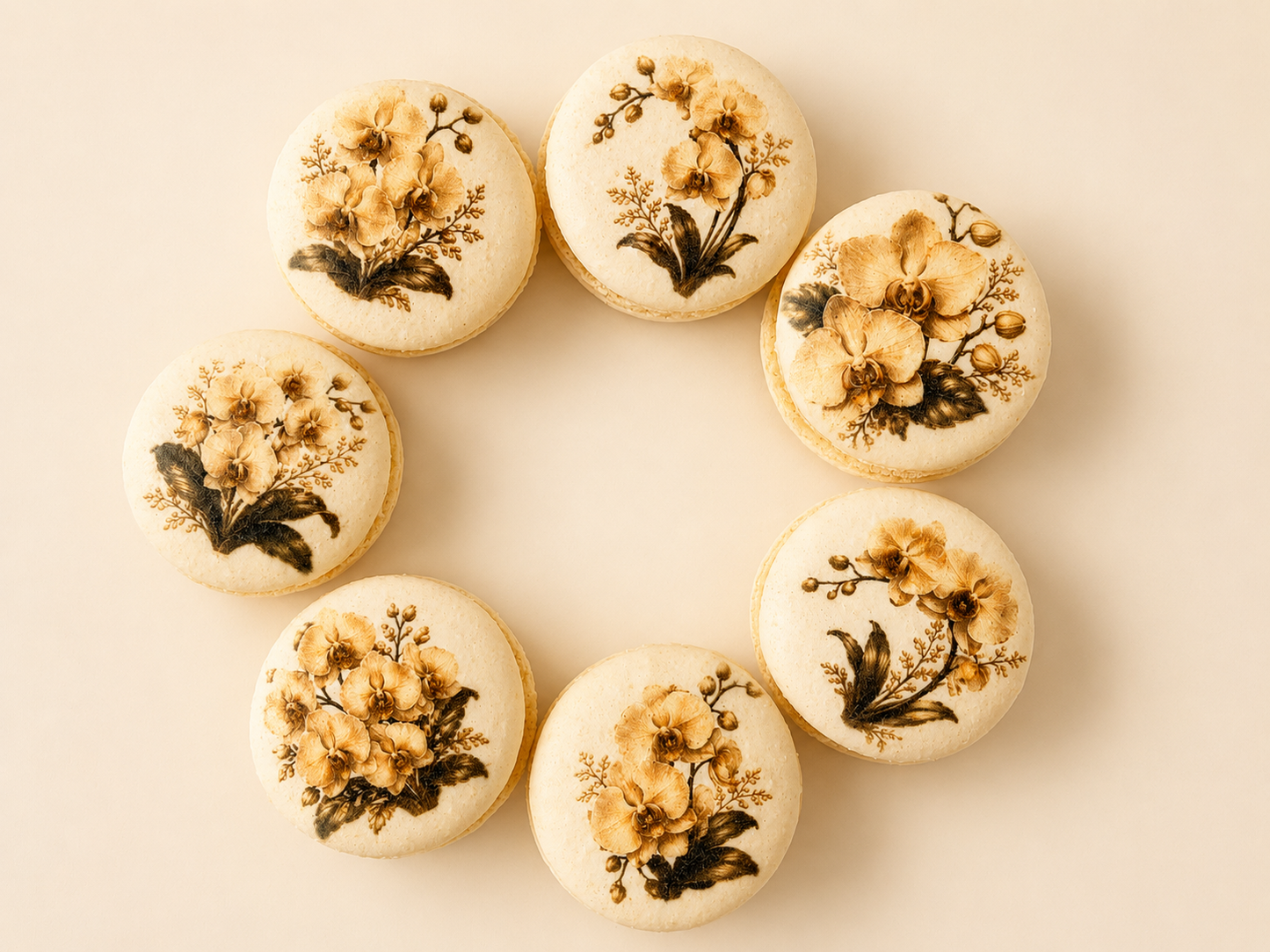 Vegan Ivory Orchid French Macarons
