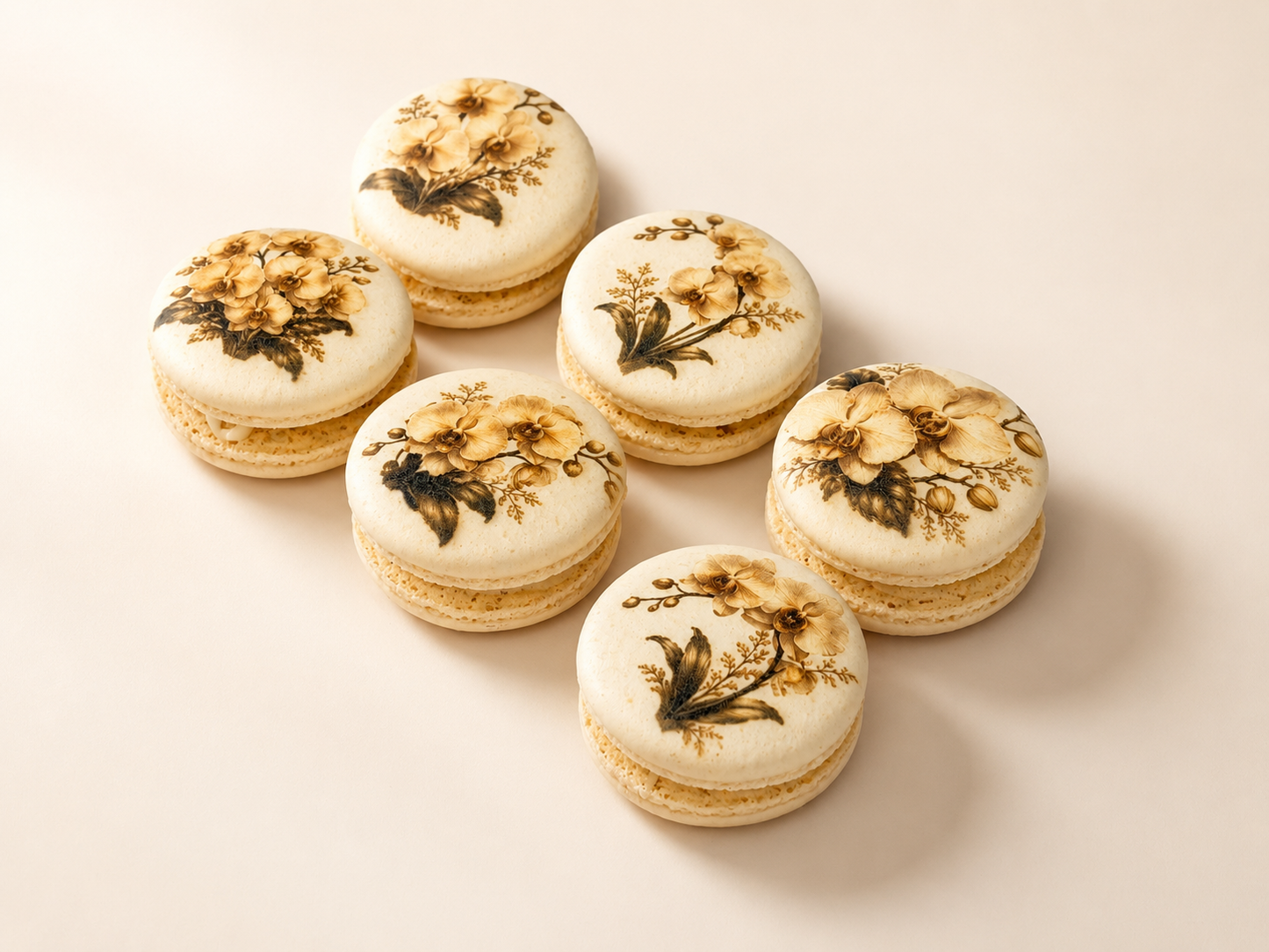 Vegan Ivory Orchid French Macarons