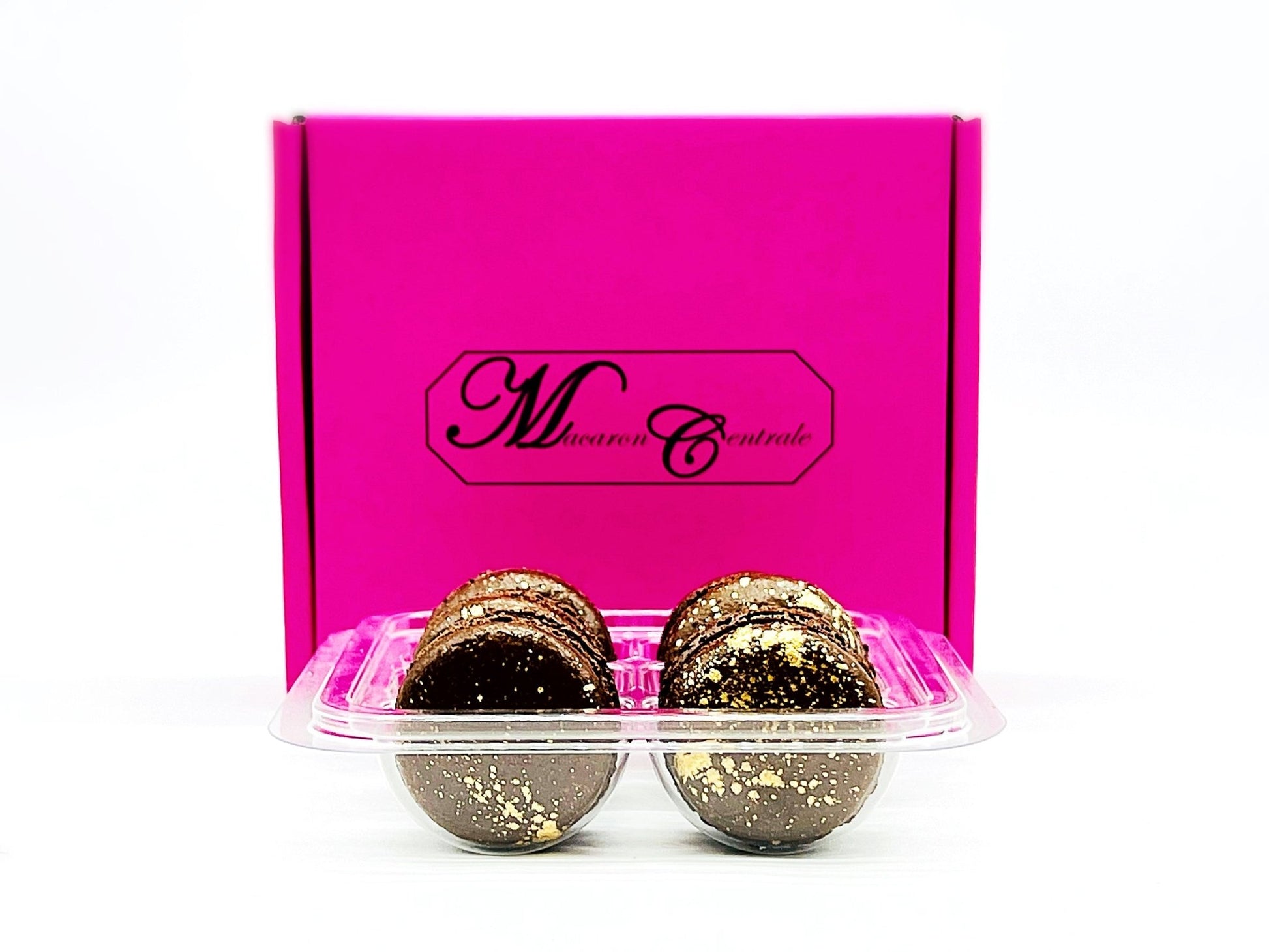 Luxe Mac | Brown Macaron with Gold Splatter | Available in 6, 12 and 24 Pack - Macaron Centrale6 Pack