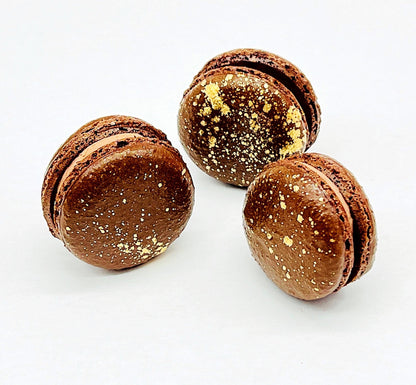 Luxe Mac | Brown Macaron with Gold Splatter | Available in 6, 12 and 24 Pack - Macaron Centrale6 Pack