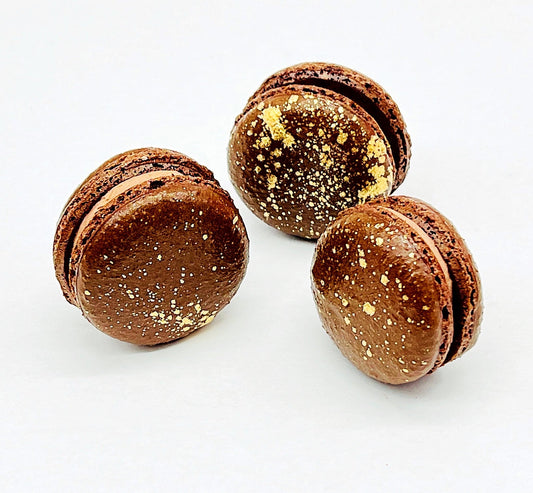 Luxe Mac | Brown Macaron with Gold Splatter | Available in 6, 12 and 24 Pack - Macaron Centrale6 Pack