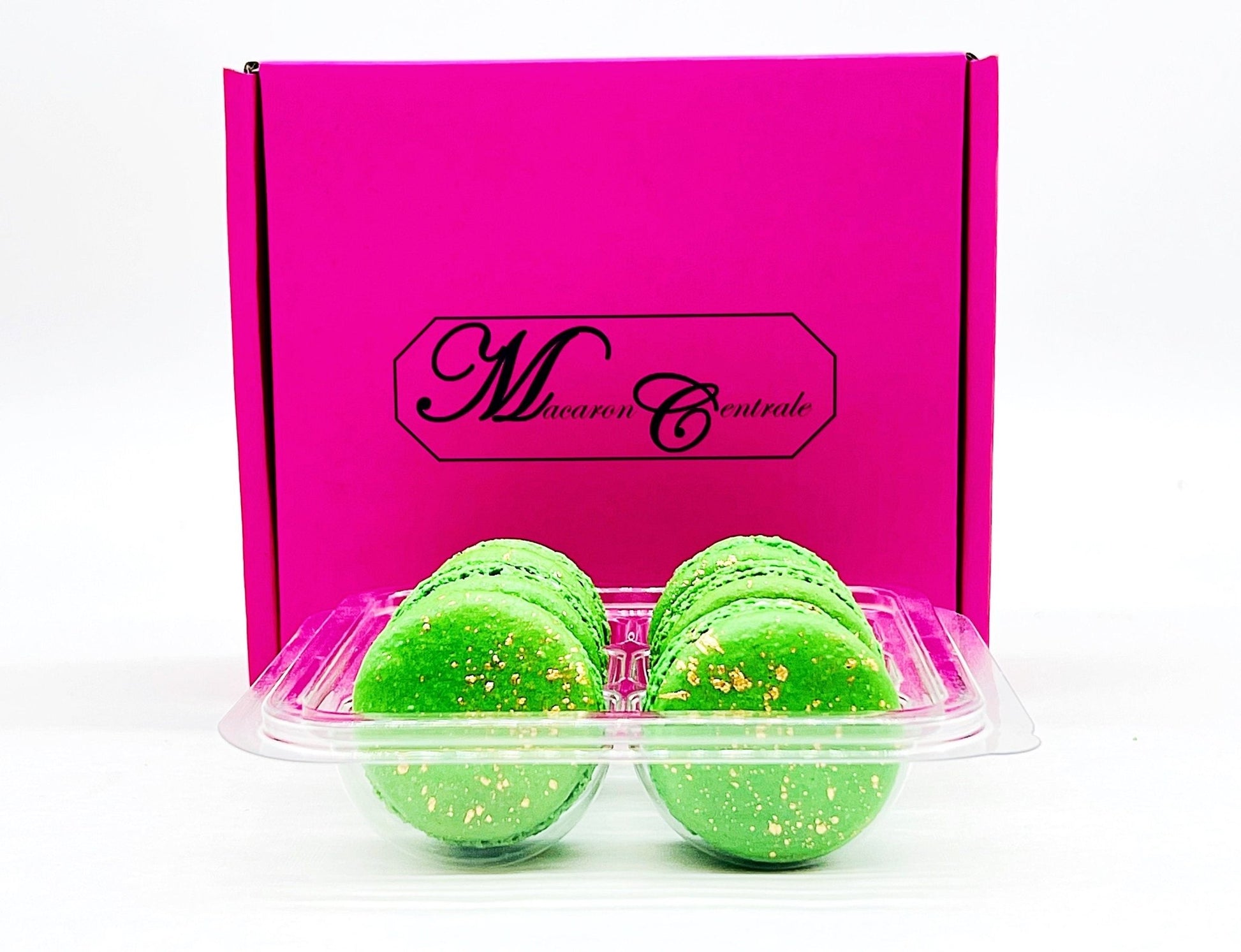 Luxe Mac | Leaf Green Macaron with Gold Splatter | Available in 6, 12 and 24 Pack - Macaron Centrale6 Pack