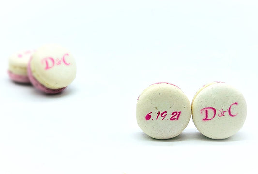Monogram Raspberry White Chocolate Ganache Macarons | Perfect addition to your next special events - Macaron CentraleDefault (pink)12 Pack