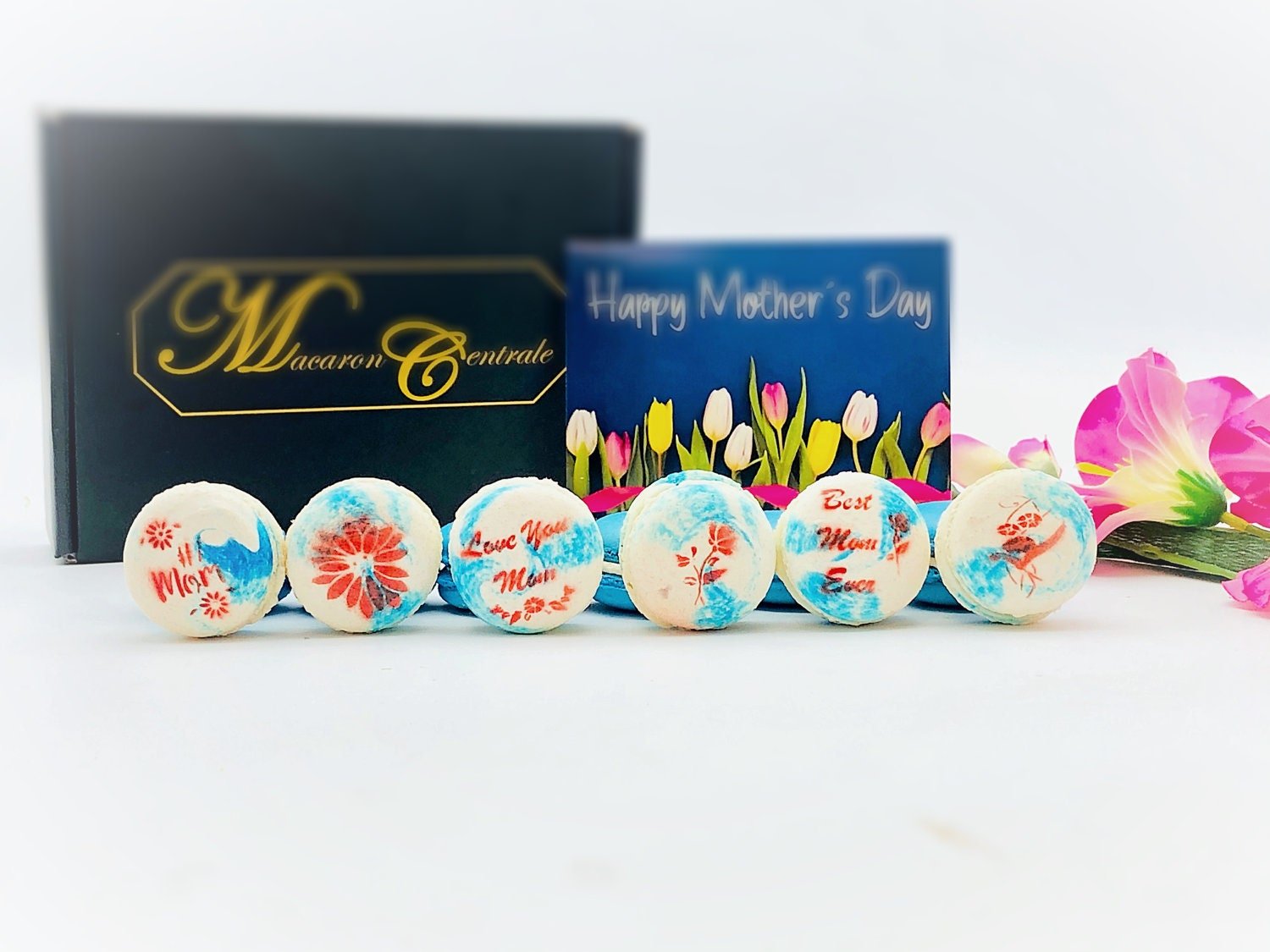 Mother's Day Macaron Set (Blue) | 12 Pack | a perfect gift for your mom - Macaron Centrale