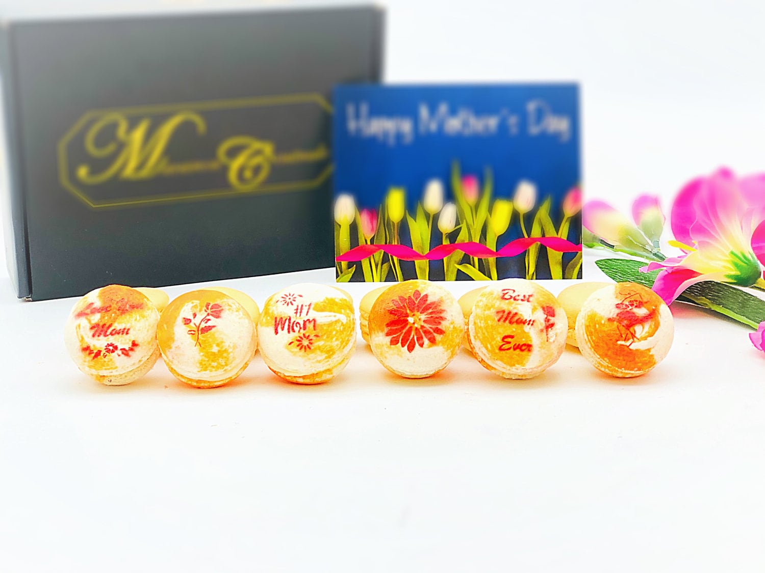 Mother's Day Macaron Set (Orange) | 12 Pack | a perfect gift for your mom - Macaron Centrale