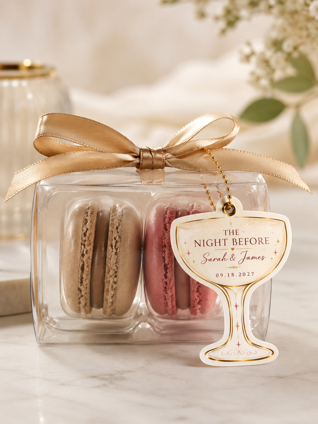 The Night Before | Rehearsal Dinner Macaron Favors | Personalized 2 Pack Wedding Favors