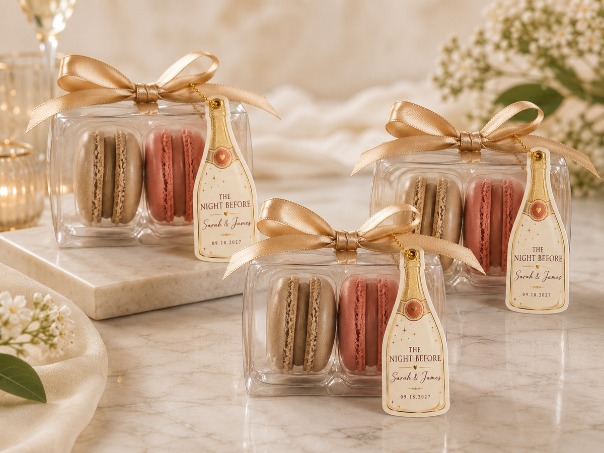 The Night Before | Rehearsal Dinner Macaron Favors | Personalized 2 Pack Wedding Favors