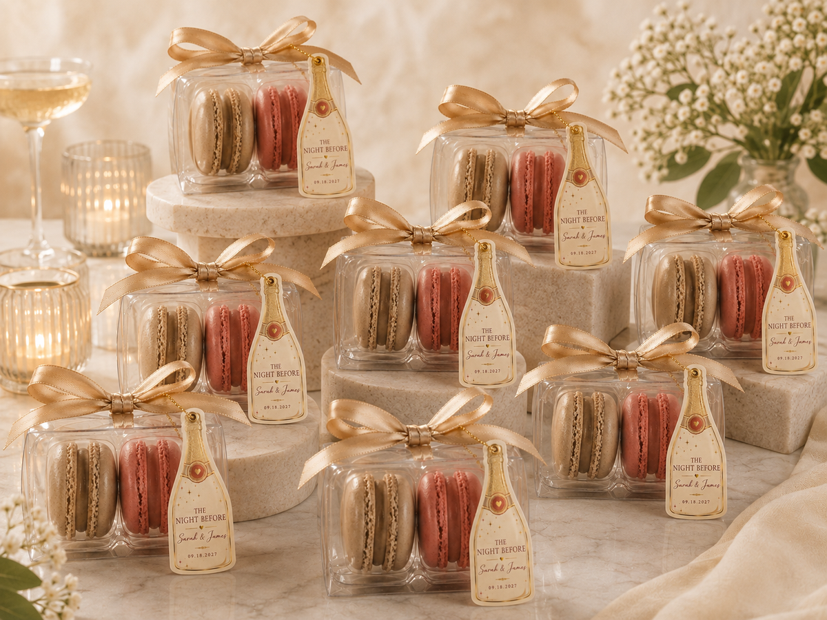 The Night Before | Rehearsal Dinner Macaron Favors | Personalized 2 Pack Wedding Favors