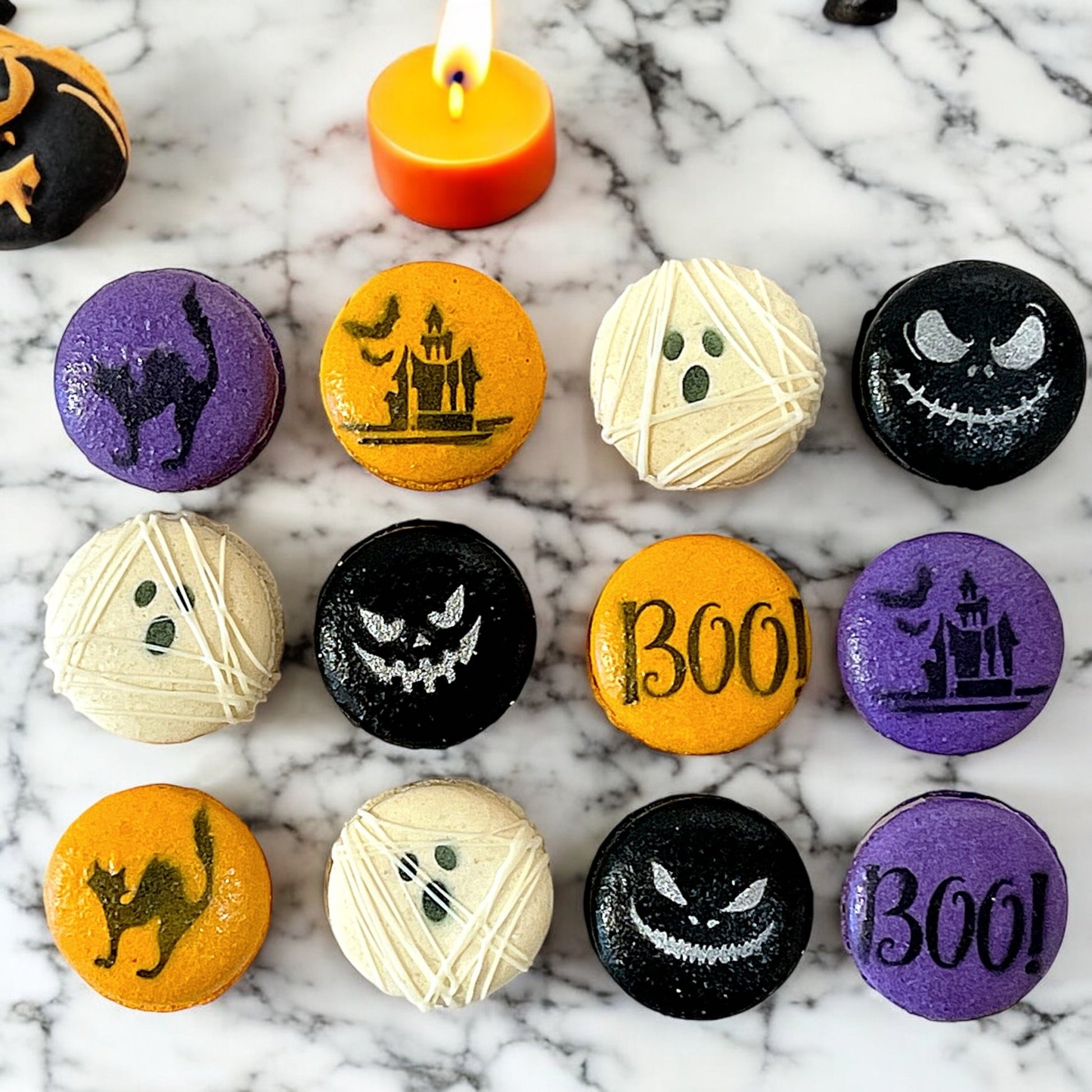 No Tricks, Just Macaron Treats! Halloween Set French Macarons - Macaron Centrale6 Pack