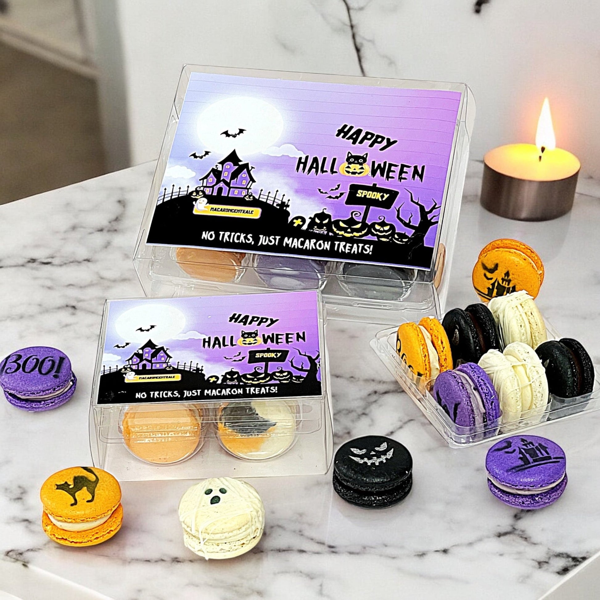 No Tricks, Just Macaron Treats! Halloween Set French Macarons - Macaron Centrale6 Pack