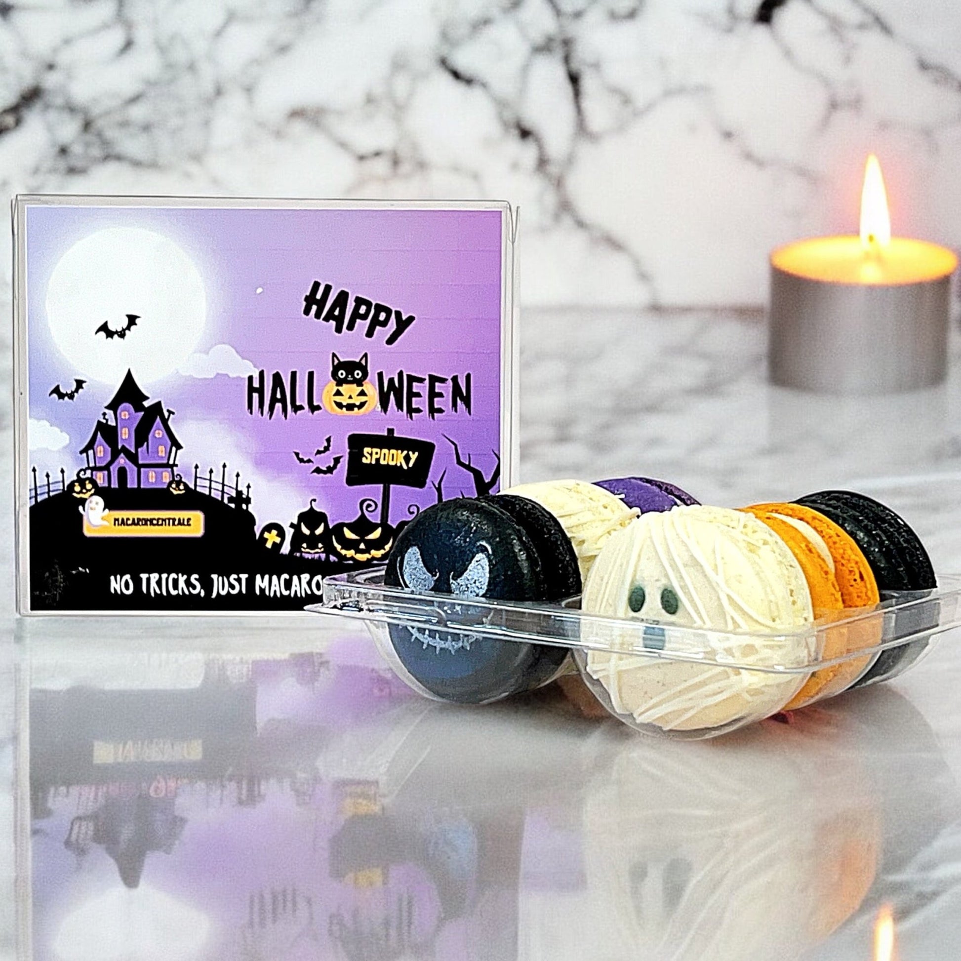 No Tricks, Just Macaron Treats! Halloween Set French Macarons - Macaron Centrale6 Pack