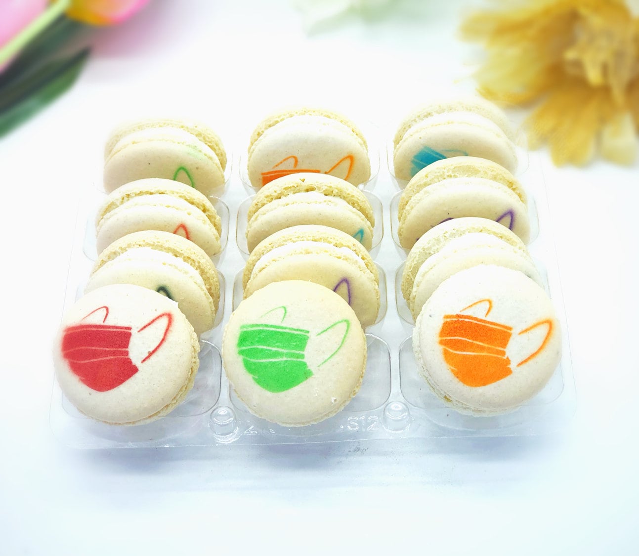 Novelty Macarons | Edible Spray Paint (Face Mask) - Macaron Centrale6 pack