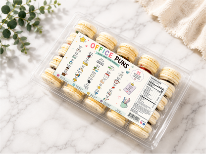 Office Pun French Macarons | Funny Coworker Gift | 25 Adorable Office-Themed Macarons