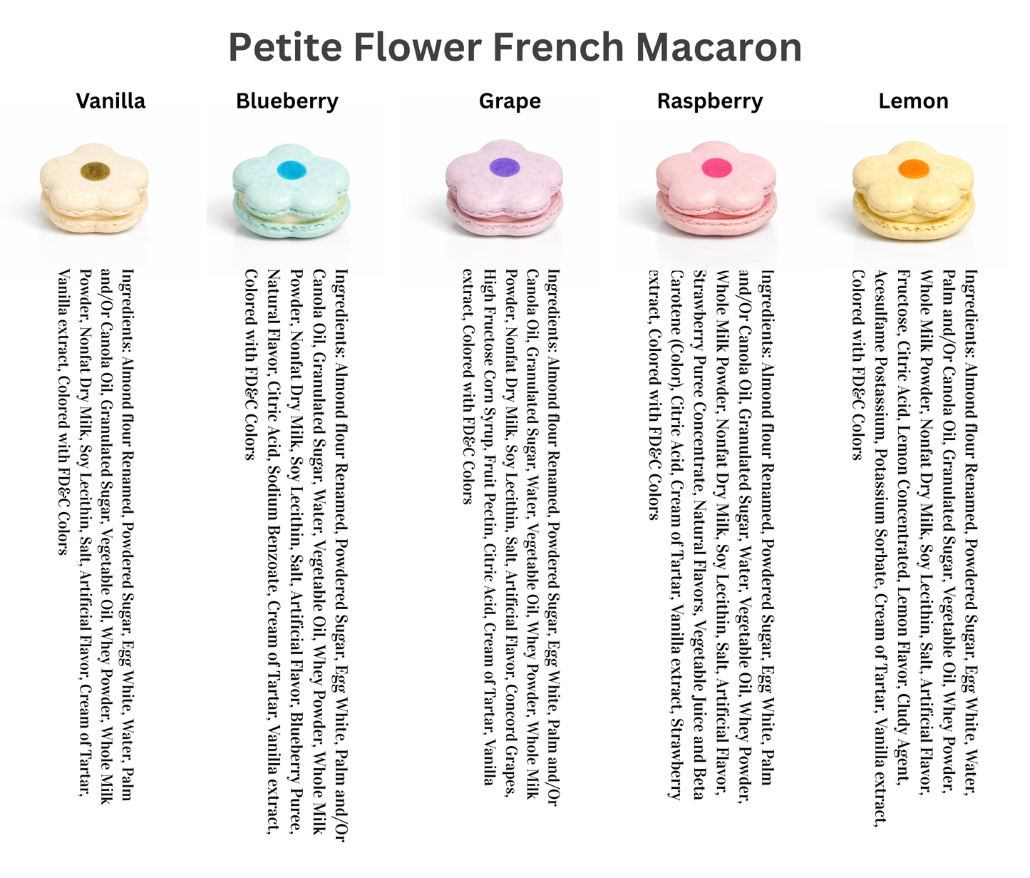 Petite Pastel Flower Macaron Assortment – Available in 50 & 100 Pack
