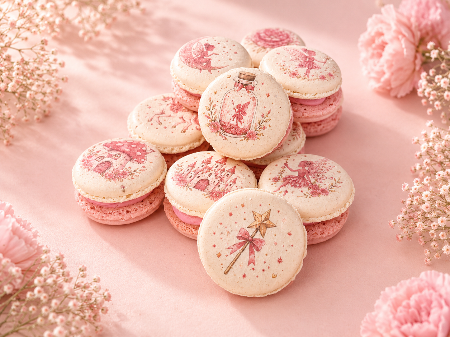 Pink Fairy Garden French Macarons