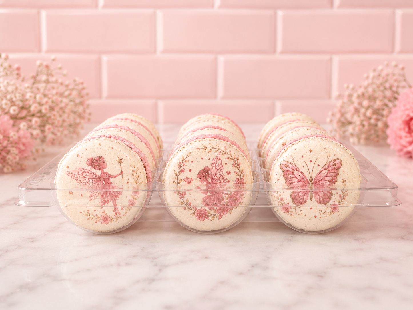 Pink Fairy Garden French Macarons