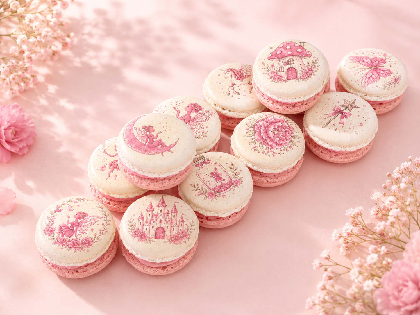 Pink Fairy Garden French Macarons