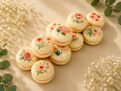Pink Flower French Macaron Set
