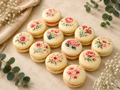 Pink Flower French Macaron Set