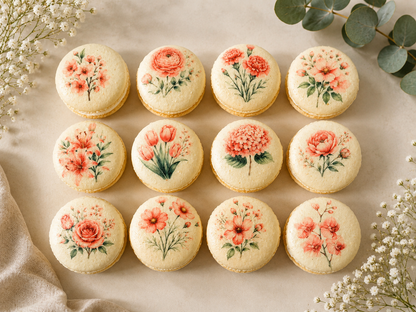Pink Flower French Macaron Set
