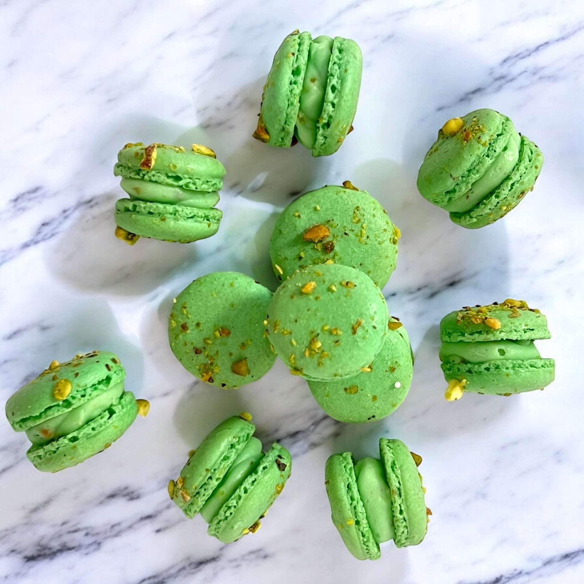 Pistachio Mini Macarons - Perfect for Decorating Cupcakes, Cakes, Ice Cream, and More - Macaron Centrale16 Pack
